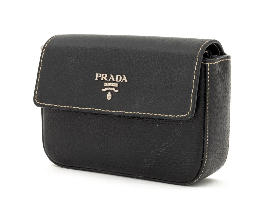Prada Saffiano Black Leather Box Clutch (1 of 9)