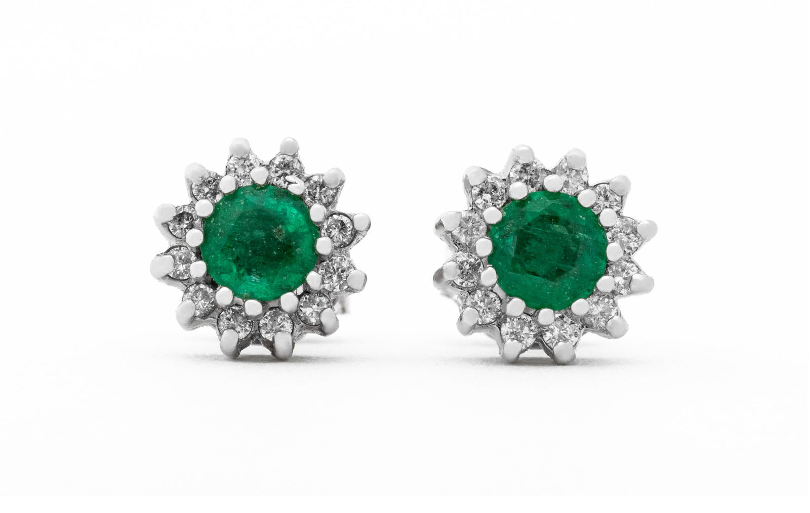 14K White Gold Emerald Diamond Earrings (1 of 6)