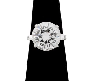 Vintage 14K White Gold Cubic Zirconia Ring