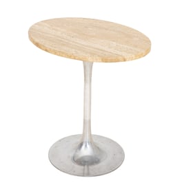 Eero Saarinen Tulip Style Travertine Side Table