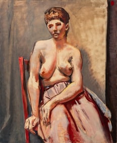 William A. Dietrichson Seated Female Nude Oil