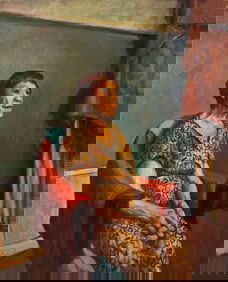 Fred Nelson Seated Woman Oil on Canvas, 1973