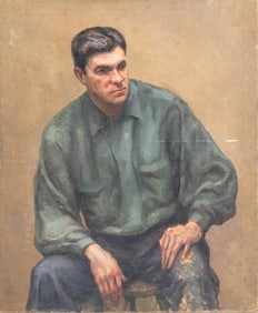 Muriel Totman Seated Male Figure Oil on Canvas