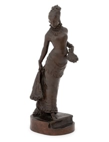 After Luigi Preatoni Woman with a Fan Bronze