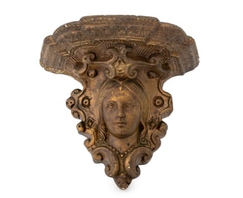 Baroque Style Masque Bronzed Plaster Wall Bracket