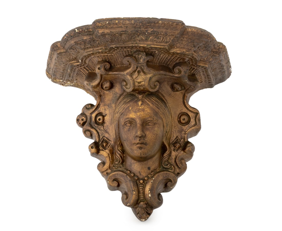 Baroque Style Masque Bronzed Plaster Wall Bracket (1 of 8)