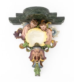 Italian Maiolica Satyr Motif Wall Bracket, 19th C.