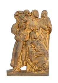 Ecclesiastical Holy Family Gilt Metal Sculpture