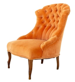 Napoleon III Velvet Upholstered Slipper Chair