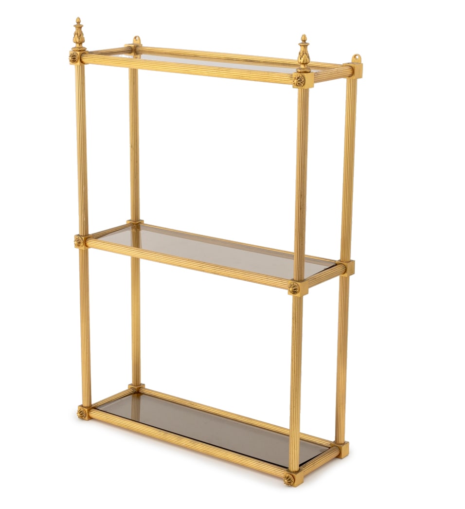 French Modern Brass Three-Tier Wall Etagere (1 of 7)