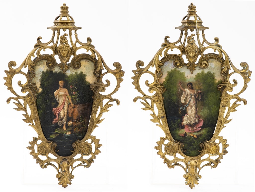 Oil Paintings in Ornamental Brass Frames, Pair (1 of 8)