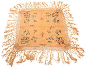 Chinese Silk Embroidered Piano Shawl