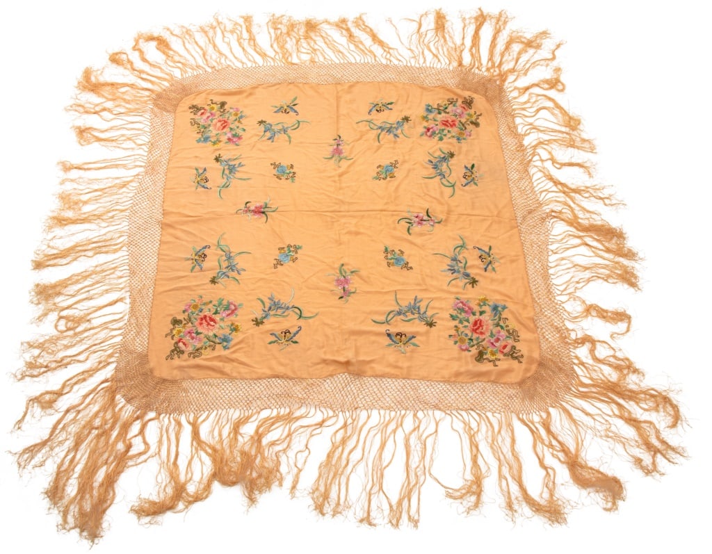 Chinese Silk Embroidered Piano Shawl (1 of 4)