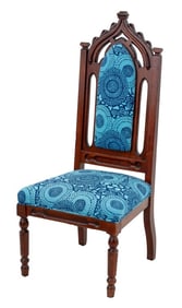 Gothic Revival Custom Upholstered Hall Chair