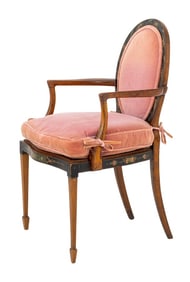 Louis XVI Style Walnut Painted Fauteuil, 19th C.