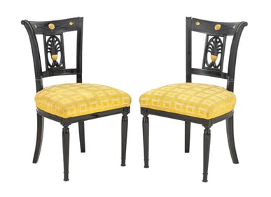 Italian Parcel Gilt Ebonized Chairs, Pair
