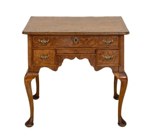 Queen Anne Style Burl Walnut Lowboy, 19th C.