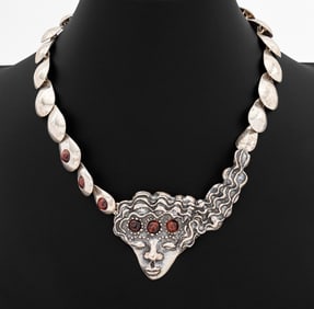 Modernist Sterling Silver Tiger's Eye Necklace