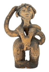 Folk Art Abstract Female Figure Terracotta Statue