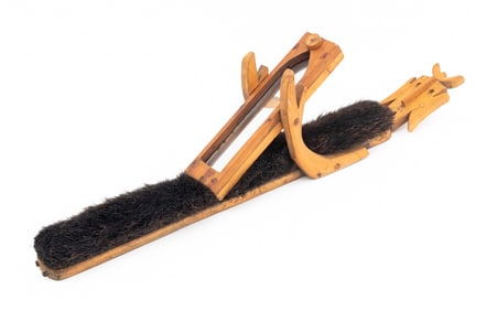 Folk Art Carved Wood, Bristle, & Mirror Sculpture