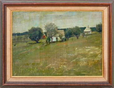 Paul Wescott Attr. Fishermen's Houses Oil on Panel