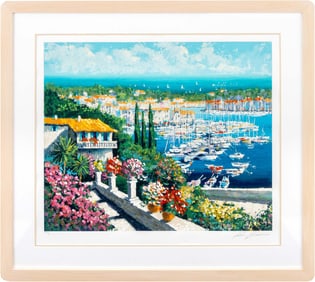 Kerry Hallam "Cap Ferrat" Harbor Scene Serigraph