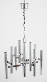 Gaetano Sciolari Style Tubular Chrome Chandelier