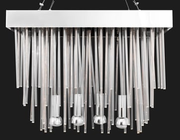 Modernist Fiber Optic and Chrome Chandelier