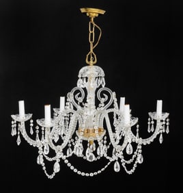 Georgian Style 6-Branch Crystal Chandelier