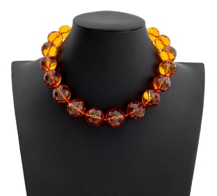 Faceted Baltic Amber Beaded Necklace