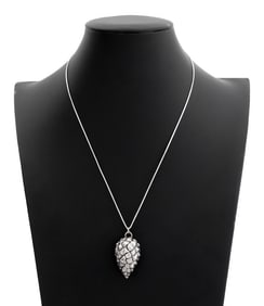 Italian Sterling Silver Pinecone Pendant Necklace