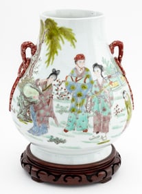 Chinese Famille Verte Porcelain Hu Vase