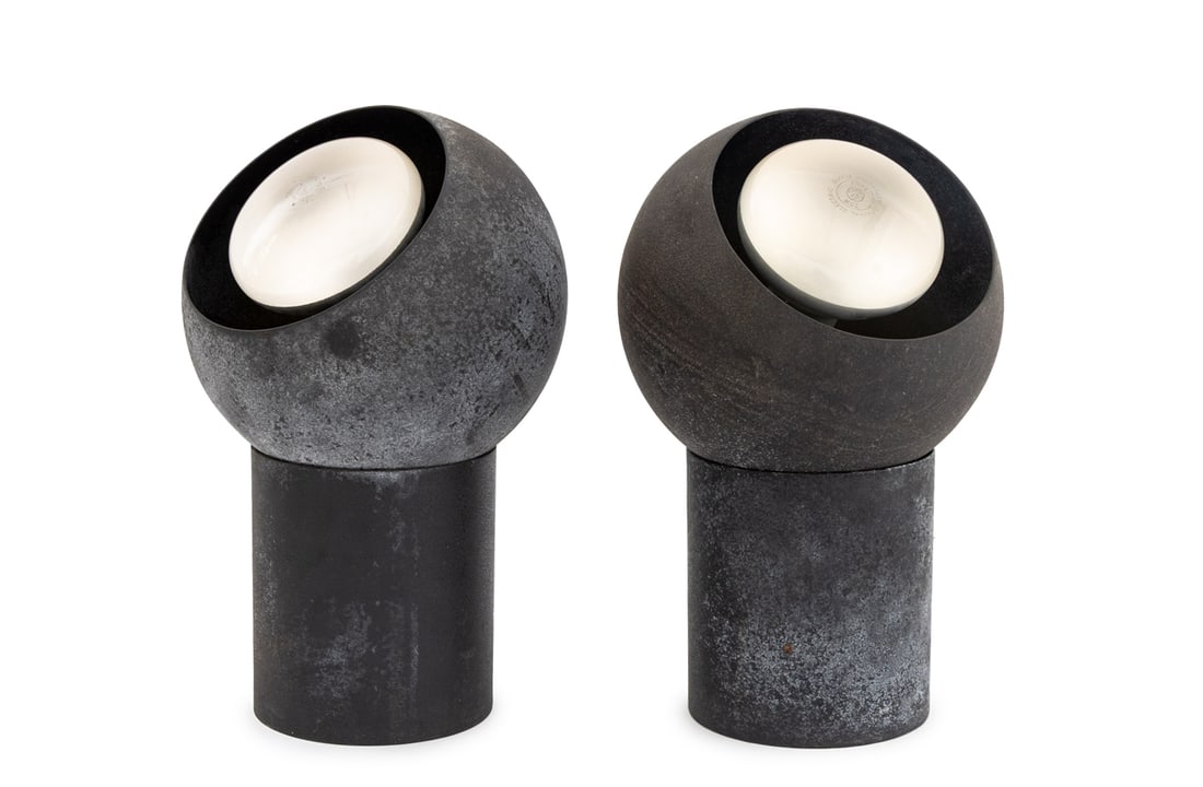 Mid-Century Modern Cast Iron Eyeball Lamps, Pair (1 of 6)