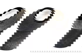 Mid-Century Modern Cast Iron Eyeball Lamps, Pair: Pair of Mid-Century Modern Cast Iron Eyeball Lamps, each on cylindrical stand. 11" H x 7" Diameter. Provenance: From the Collection of Laura and Lewis Kruger. Keywords: Lighting, Space Age, MCM, Retro