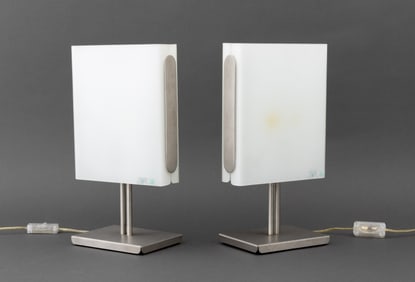 Itre Italian Murano Glass Table Lamps, Pair