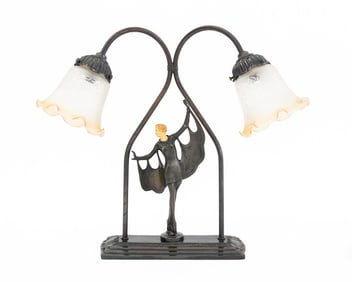 Art Deco Style Figural Metal Sculpture as a Lamp