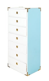 Campaign Style White Painted Chest of Drawers