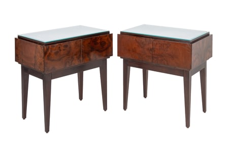 Adam Rogers for CB2 Mahogany Nightstands, Pair