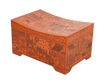 Burmese Red Lacquer Covered Chest