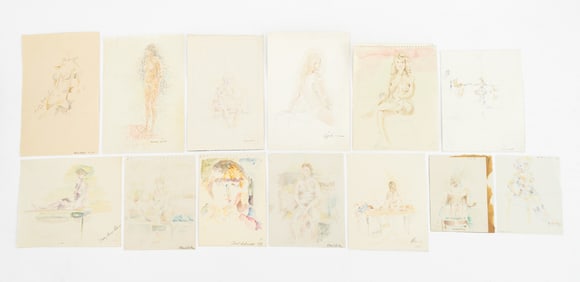 Collection of Nude Figure Study Watercolors, 13