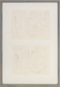 Illegibly Signed Figural Vignettes Ink, 2