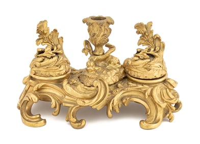 French Baroque Style Gilt Bronze Dore Desk Stand