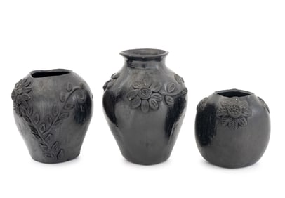 Donna Rosa Blackware Pottery Vases, 3