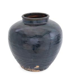 Black Glazed Ceramic Floor Vase
