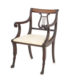 Empire Style Mahogany Lyre Back Armchair