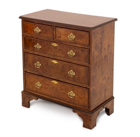 George II Style Burl Walnut Chest of Drawers