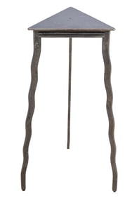 Postmodern Triangular Wrought Iron Pedestal Table