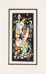 Gunther Temech Abstract Figures Mixed Media, 1999