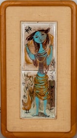 Gertrude R. Barrer Blue Woman Hand-Painted Tiles