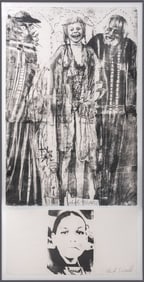 Shosh Israeli Surrealist Figural Scene Lithograph